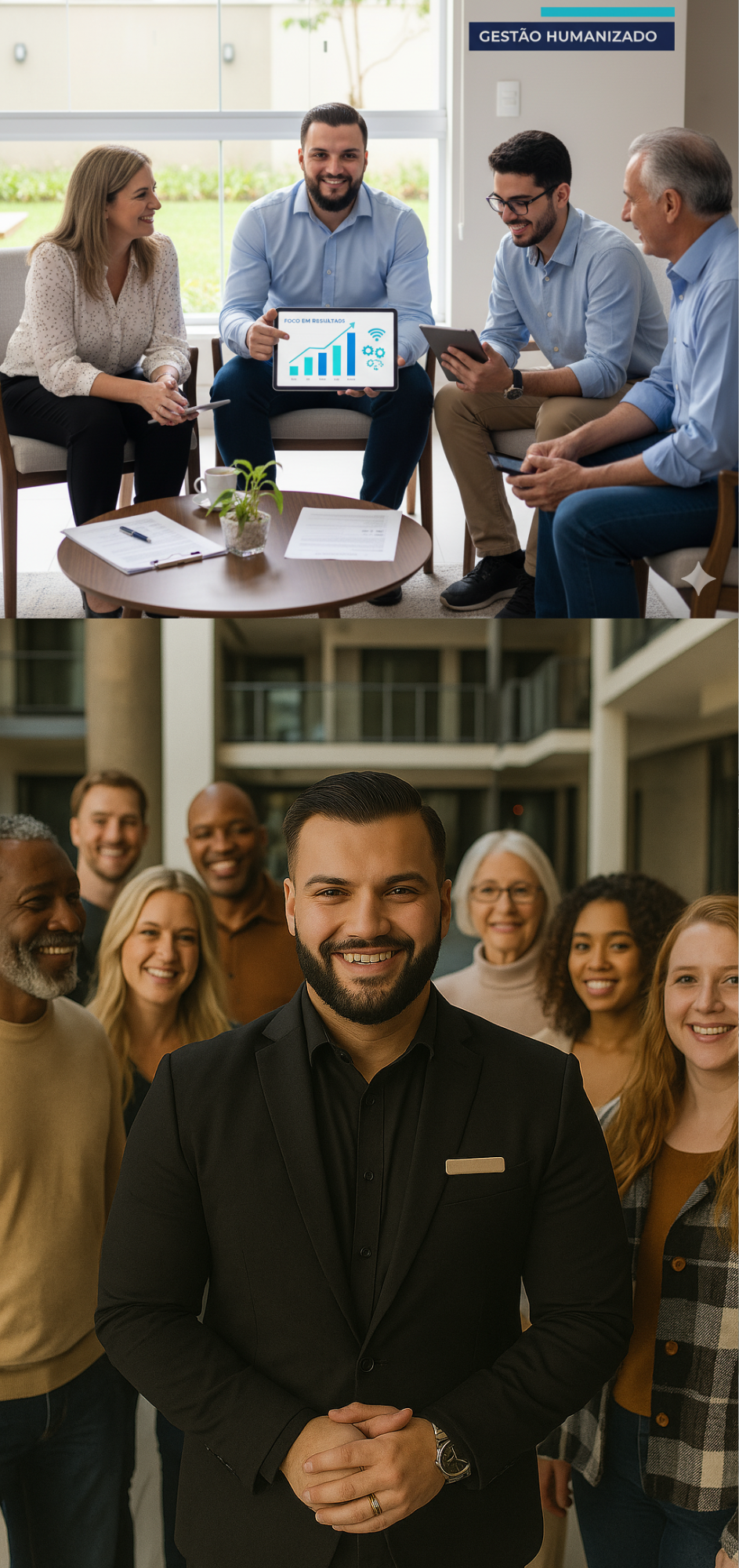 Síndico apresentando resultados e inovações.